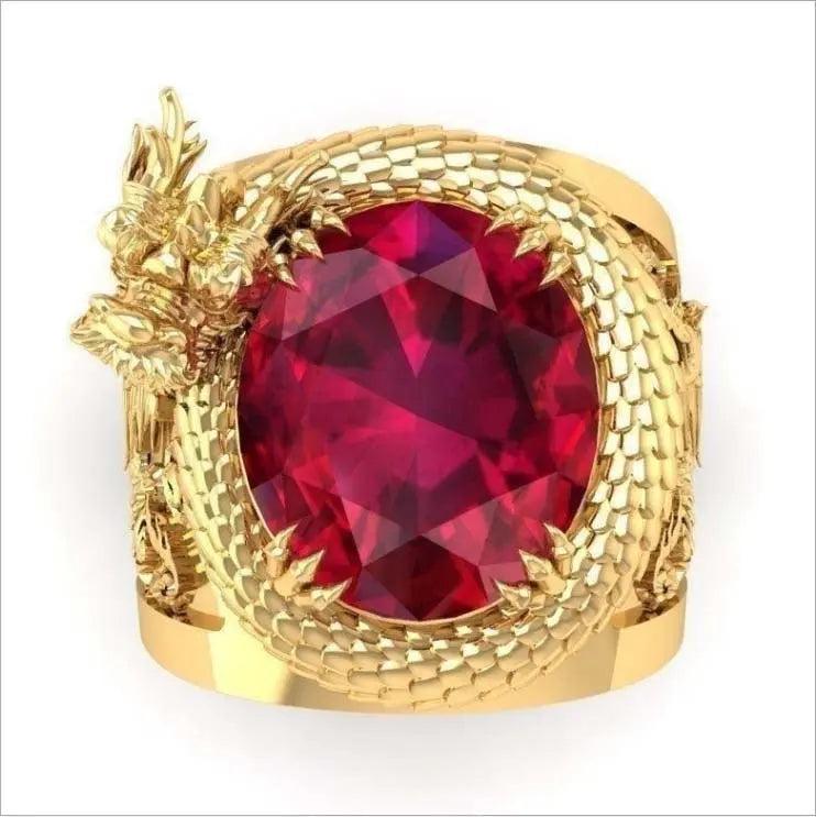 Jewelry Engraving 3D Three-dimensional Domineering Dragon Ring Pearl Unique