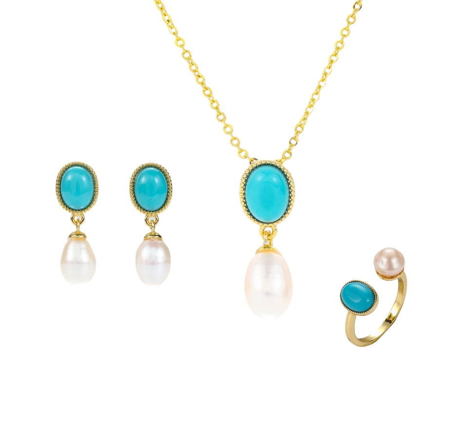 Calaite Pearl Jewelry Set