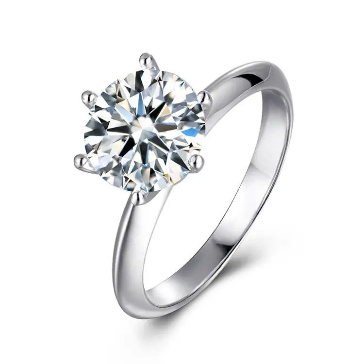 Certified Moissanite Solitaire Ring – 1.5ct / 2ct / 3ct / 5ct | S925 Sterling Silver 6-Prong Setting Pearl Unique