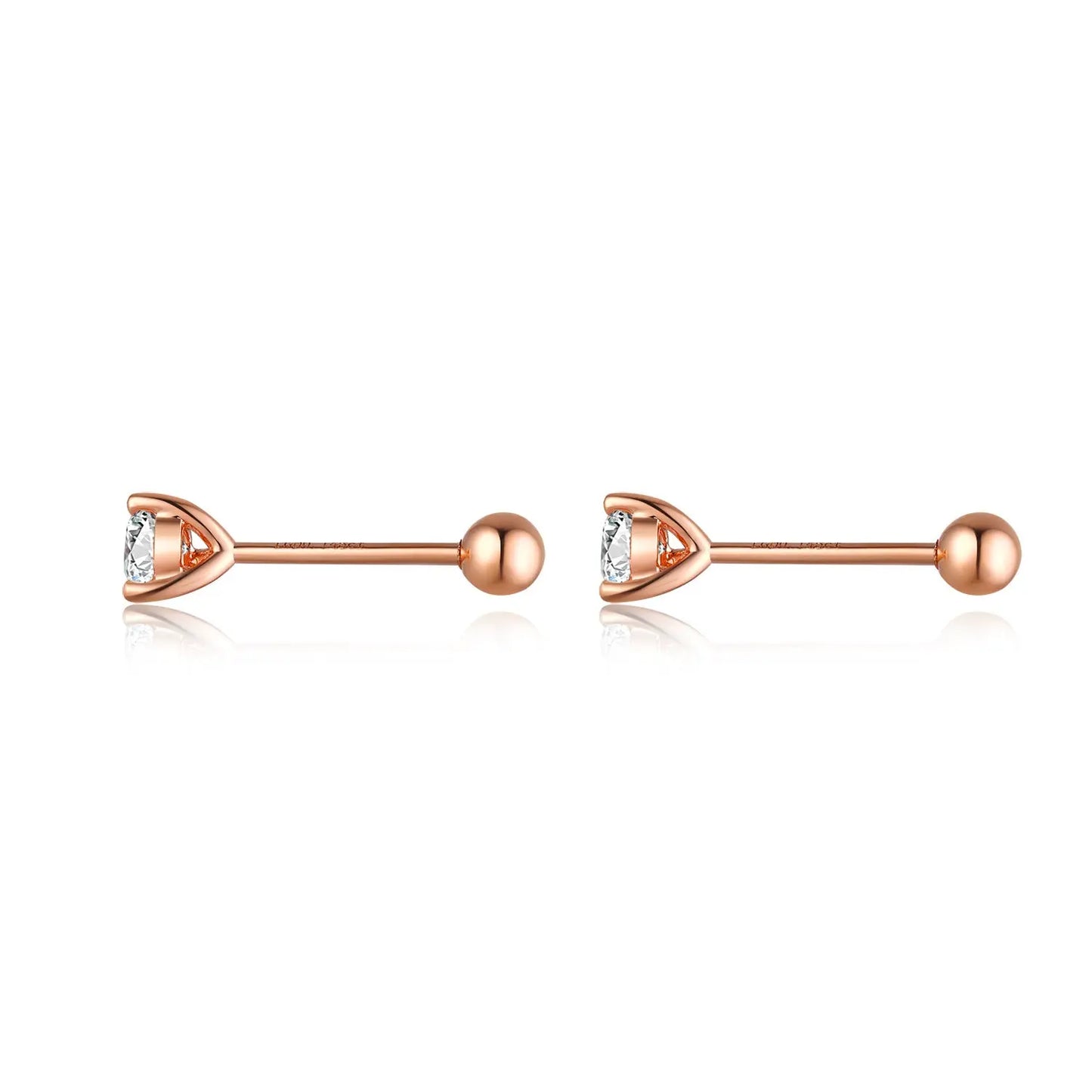 18K Gold Lab-Grown Diamond Stud Earrings – Classic 3-Prong Solitaire Design Pearl Unique