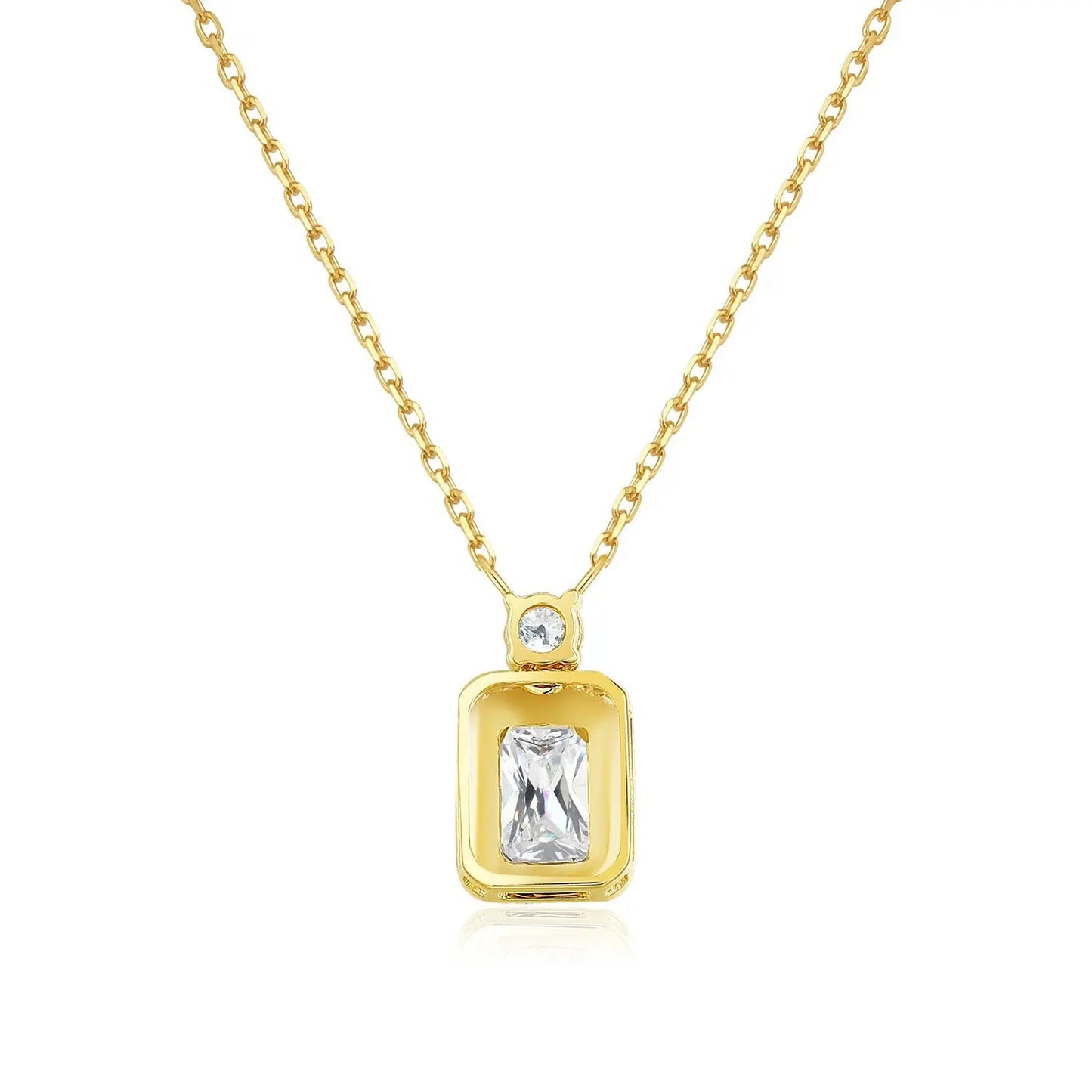 14K Gold Lab-Grown Diamond Pendant Necklace – 0.5ct Emerald Cut Halo Design (Gold / White Gold) Pearl Unique