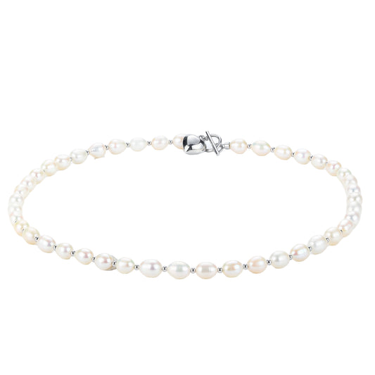 White Oval Shape Freshwater Pearl Necklace