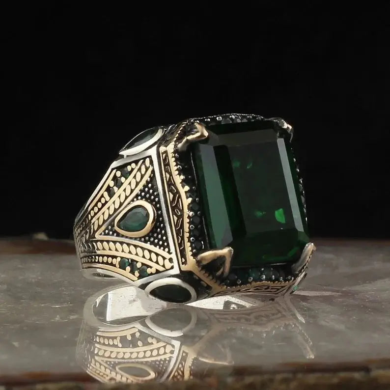 Wholesale Wish Alloy Red Zircon Craftsman Diamond Men's Retro Ring Pearl Unique