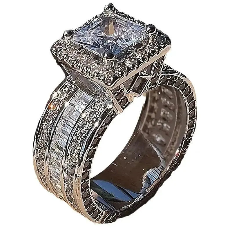 Emily Stunning Women's Wedding Engagement Square Zirconia Ring - Pearl Unique