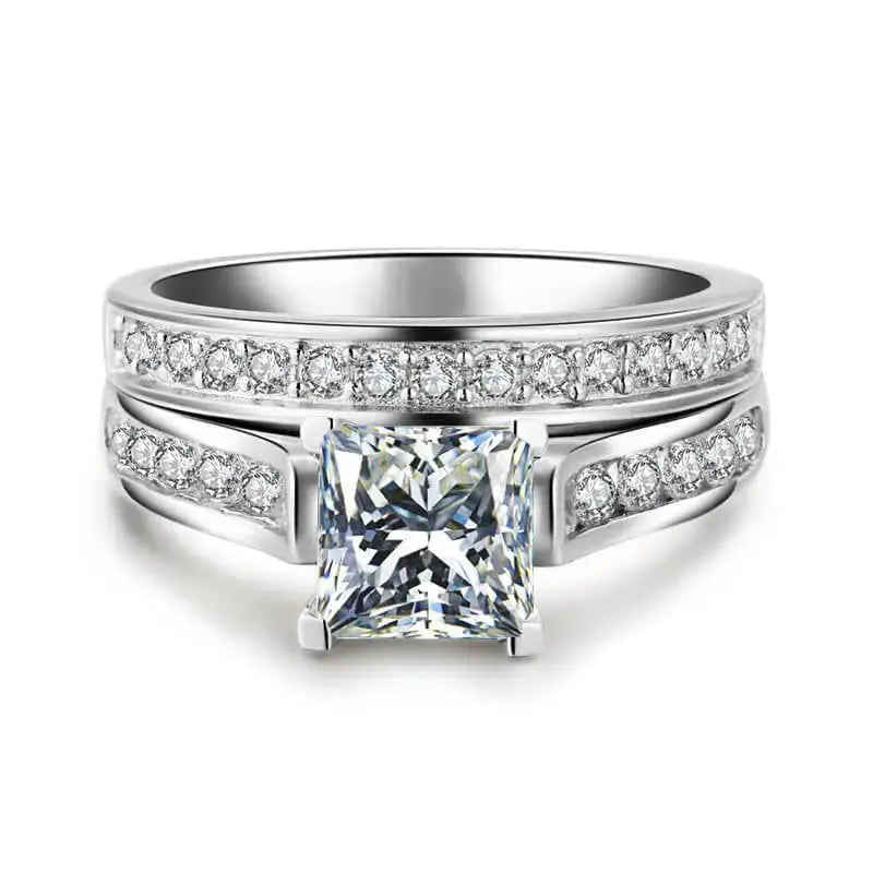 Endless Love Crystal Diamond Couple Rings - Pearl Unique