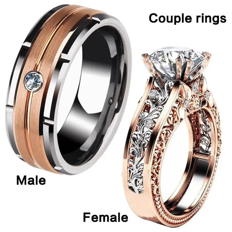 Eternal Embrace Couples Diamond Rings - Pearl Unique