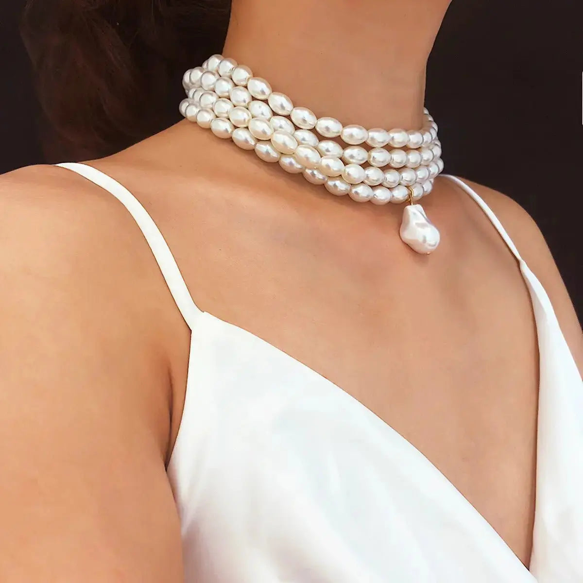 Ethnic Stylenmix and Match Handmade Multi - layer Special - shaped Pearl Rice Bead Collarbone Choker - Pearl Unique