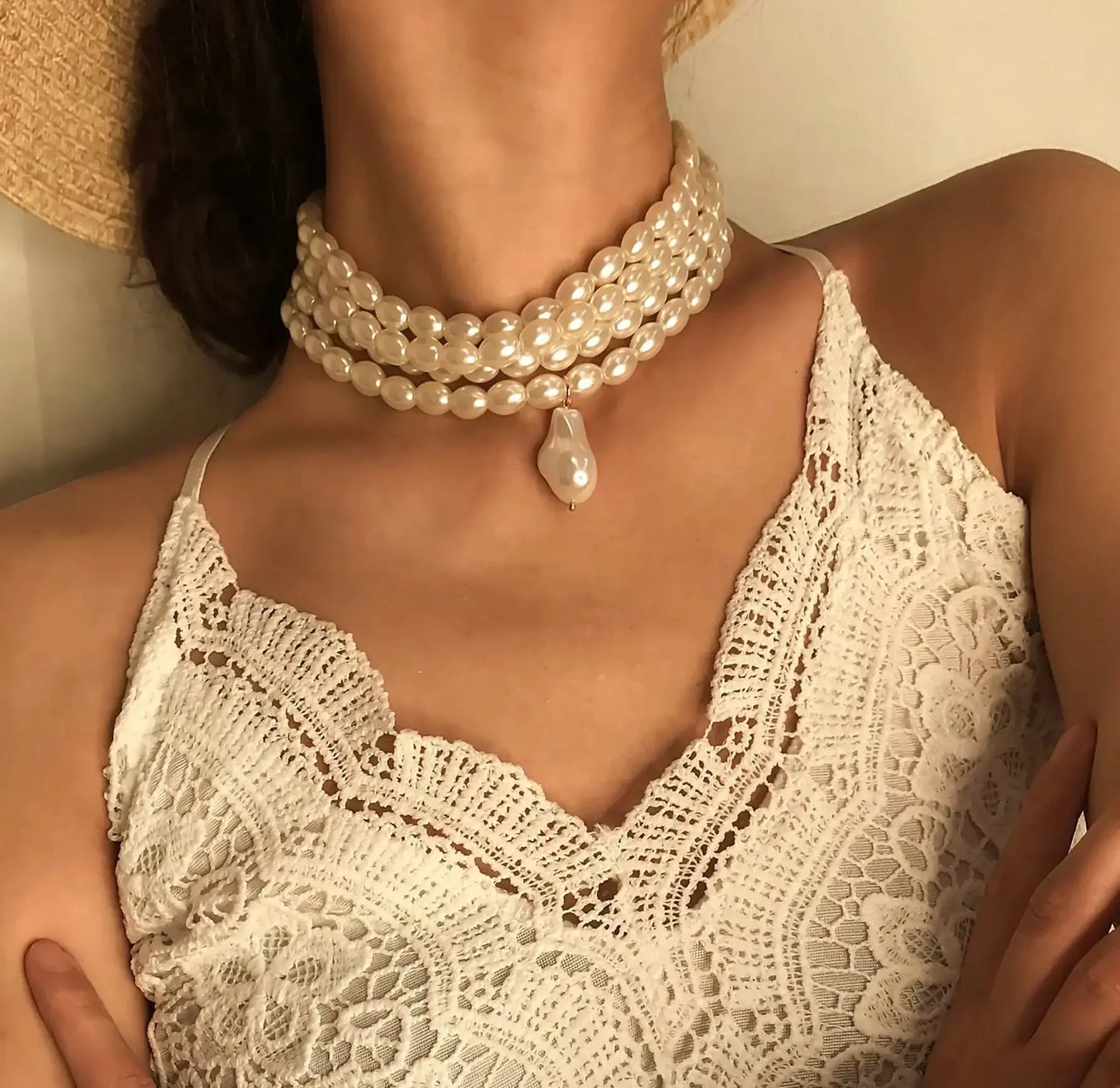 Ethnic Stylenmix and Match Handmade Multi - layer Special - shaped Pearl Rice Bead Collarbone Choker - Pearl Unique