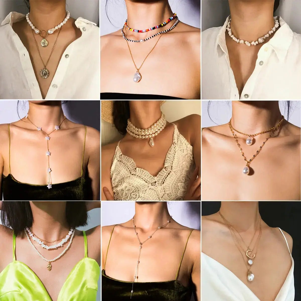 Ethnic Stylenmix and Match Handmade Multi - layer Special - shaped Pearl Rice Bead Collarbone Choker - Pearl Unique