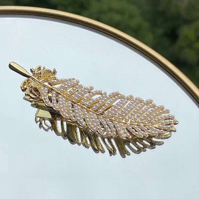 Feather Shap Pearl Hairclip (Big Sale) - Pearl Unique