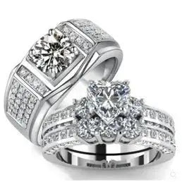 LoveLock Matching Zicornia Diamond Couple Rings - Pearl Unique