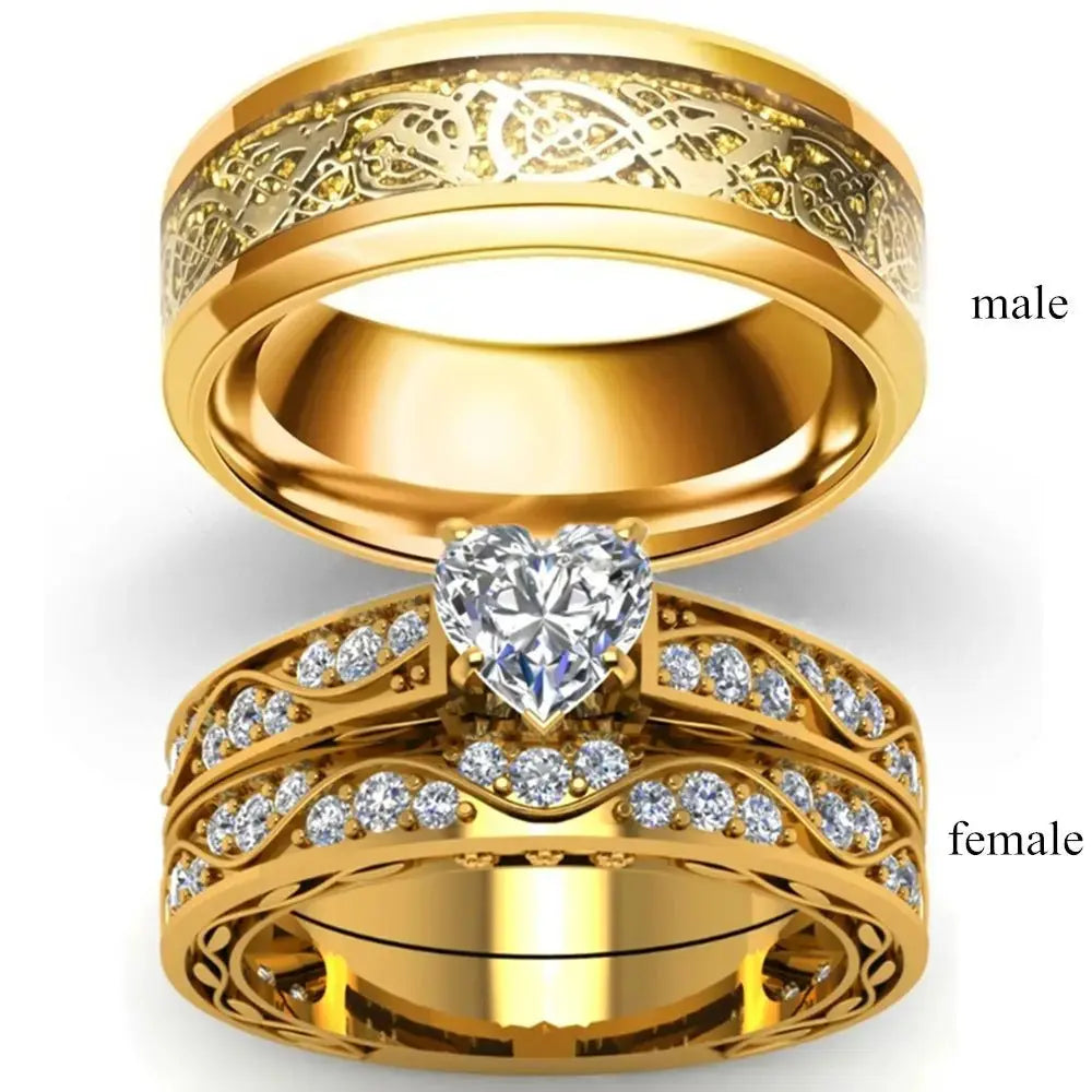 LoveLock Matching Zicornia Diamond Couple Rings - Pearl Unique