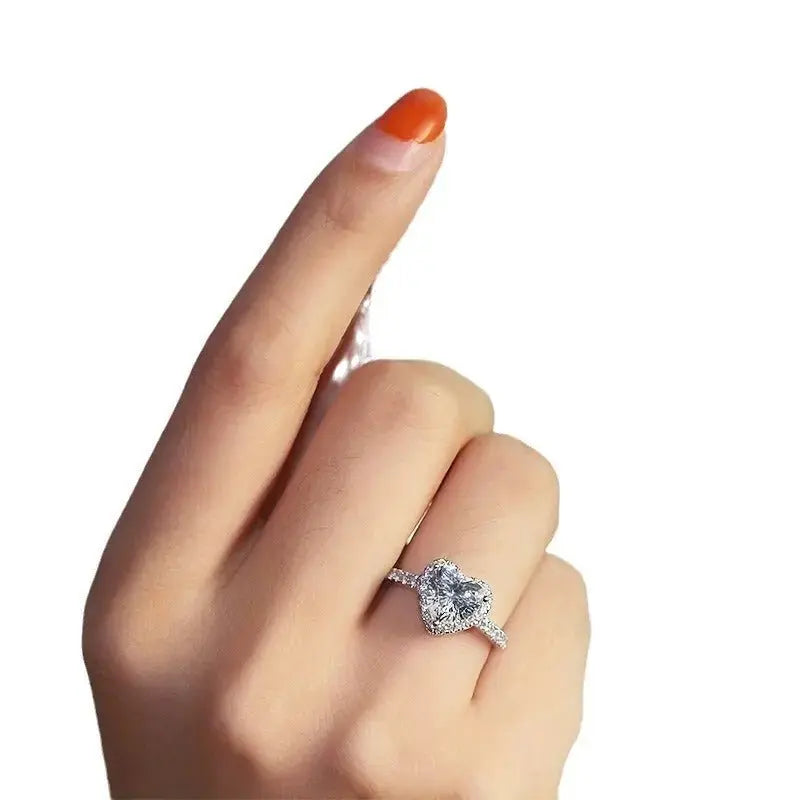 MysticAura Heart Shape Diamond Women's Moissanite Rings - Pearl Unique