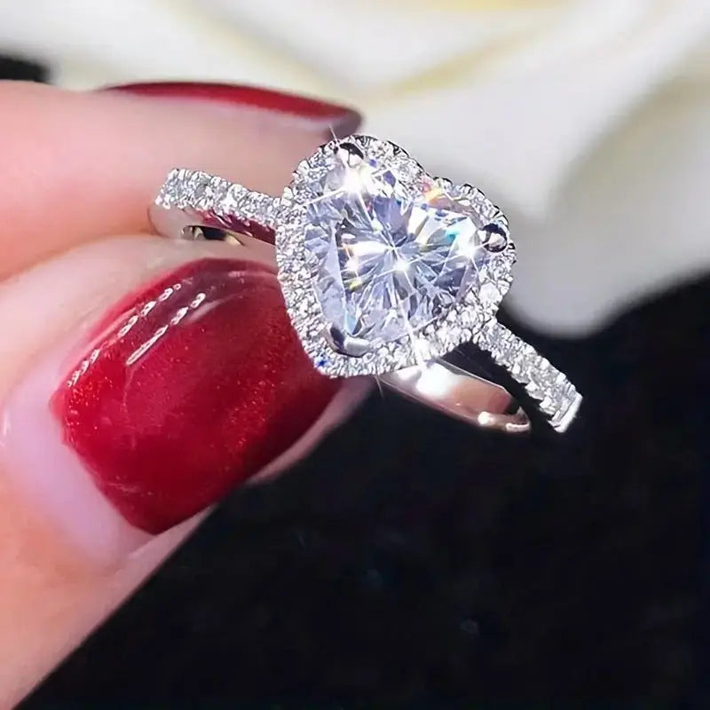 MysticAura Heart Shape Diamond Women's Moissanite Rings - Pearl Unique