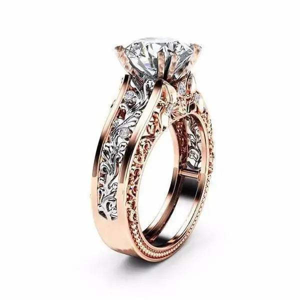 Popular women's zircon ring 14k rose gold color separation ring, shining rings, rings - Pearl Unique