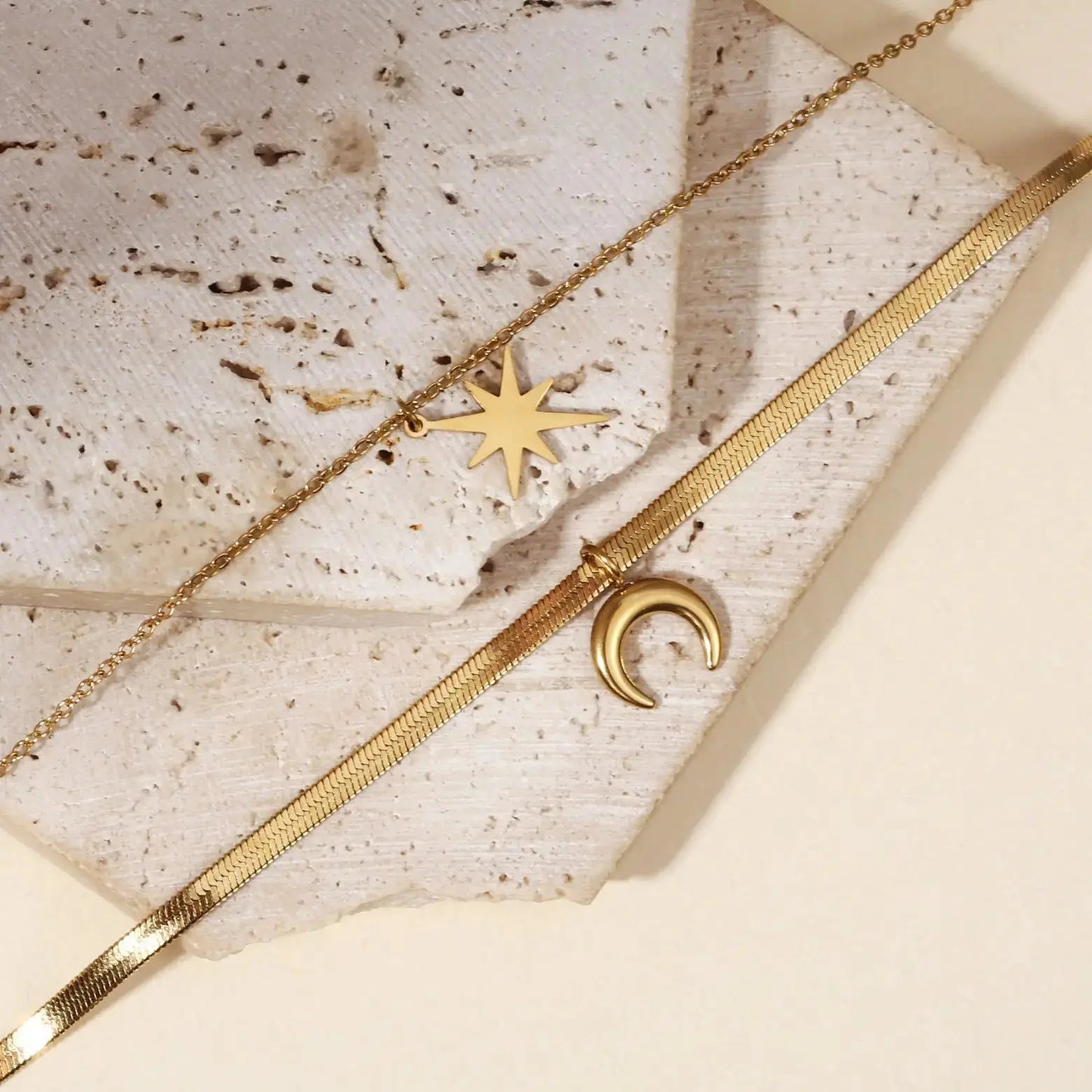 Star and Moon Pendant - Pearl Unique