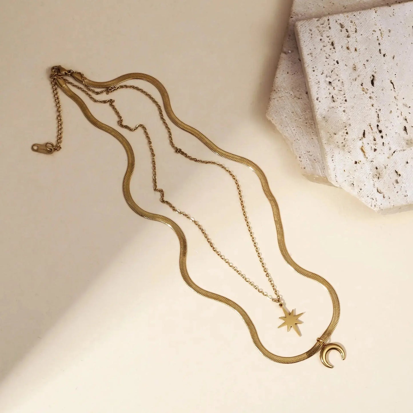 Star and Moon Pendant - Pearl Unique
