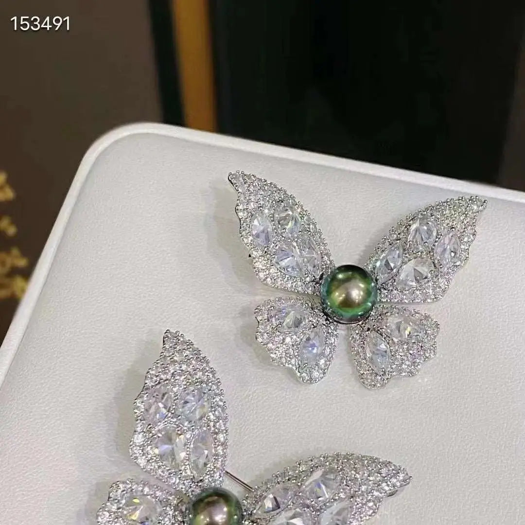 Tahitian Black Pearl Butterfly Breastpin - Pearl Unique