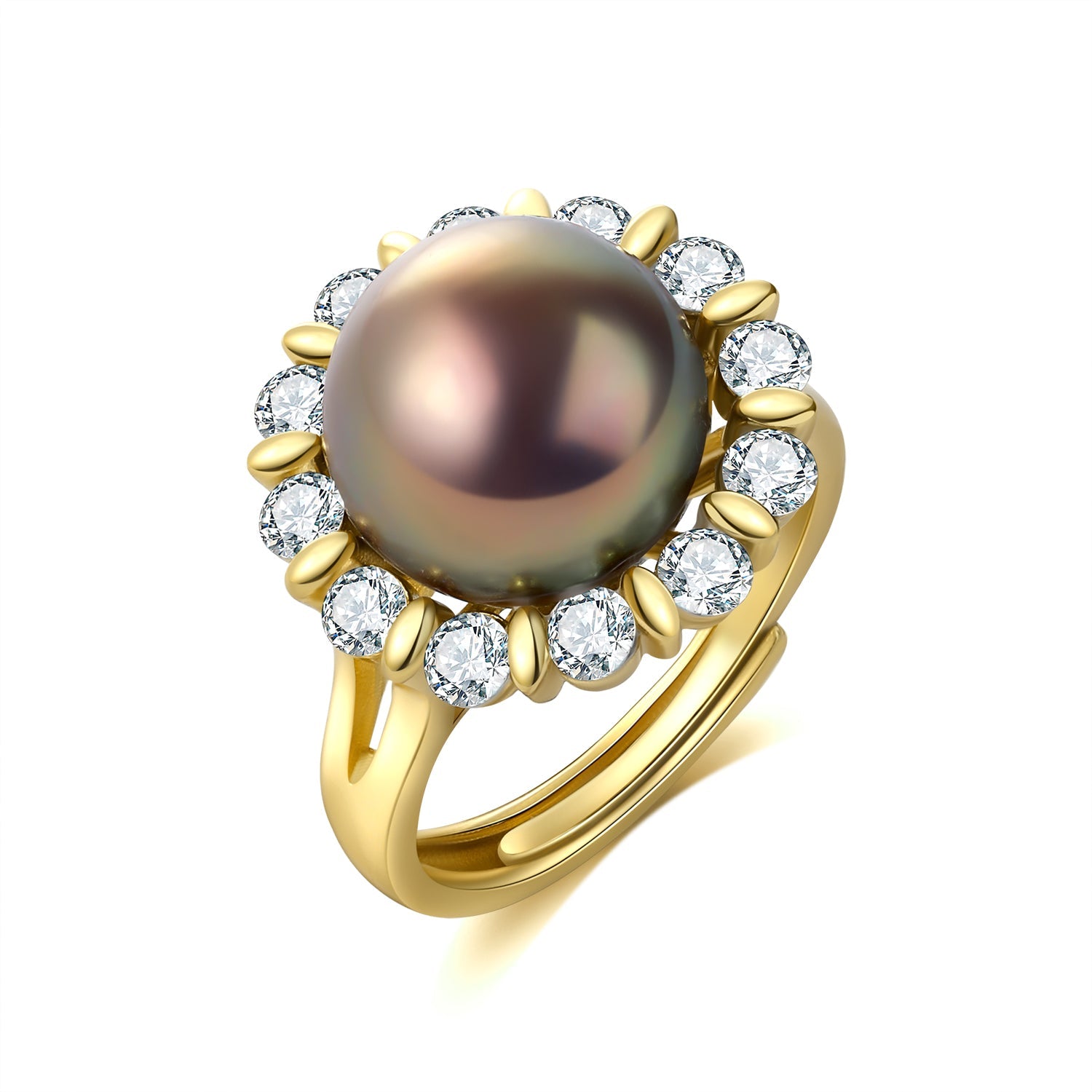 Gold Circle Diamond Ring - Pearl Unique