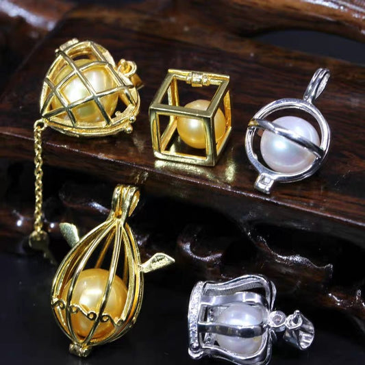 Hollowed Edison Pearl Pendant Necklace Set - Pearl Unique