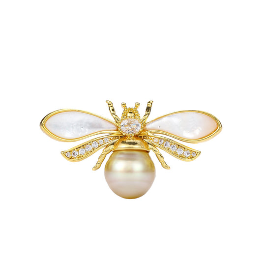 South Sea Golden Pearl Bee Breastpin - Pearl Unique