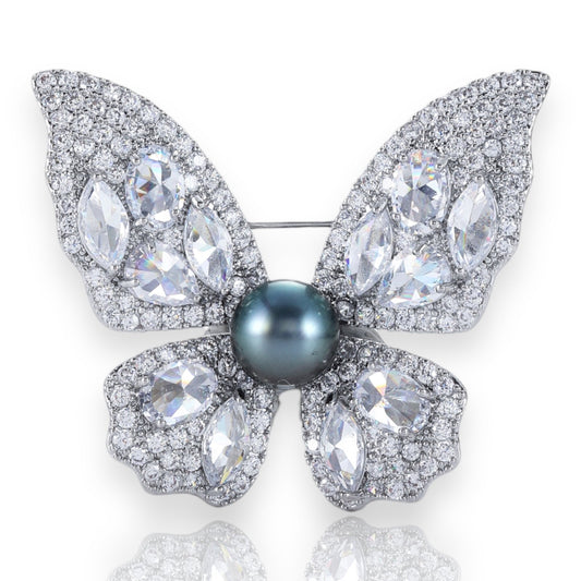 Tahitian Black Pearl Butterfly Breastpin - Pearl Unique