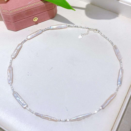 White Stick Baroque Pearls Necklace - Pearl Unique