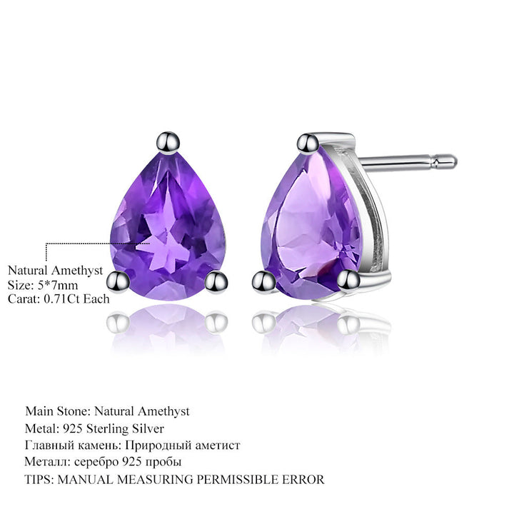 Natural Swiss Blue Topaz Pear Stud Earrings â€?925 Sterling Silver Minimalist Gemstone Jewelry Pearl Unique