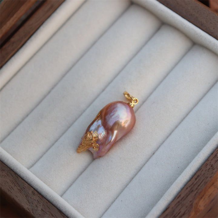 Mystery Baroque Pearl Pendant Necklace | Short Chain | Minimalist Luxury Choker Pearl Unique