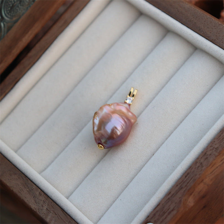 Mystery Baroque Pearl Pendant Necklace | Short Chain | Minimalist Luxury Choker Pearl Unique