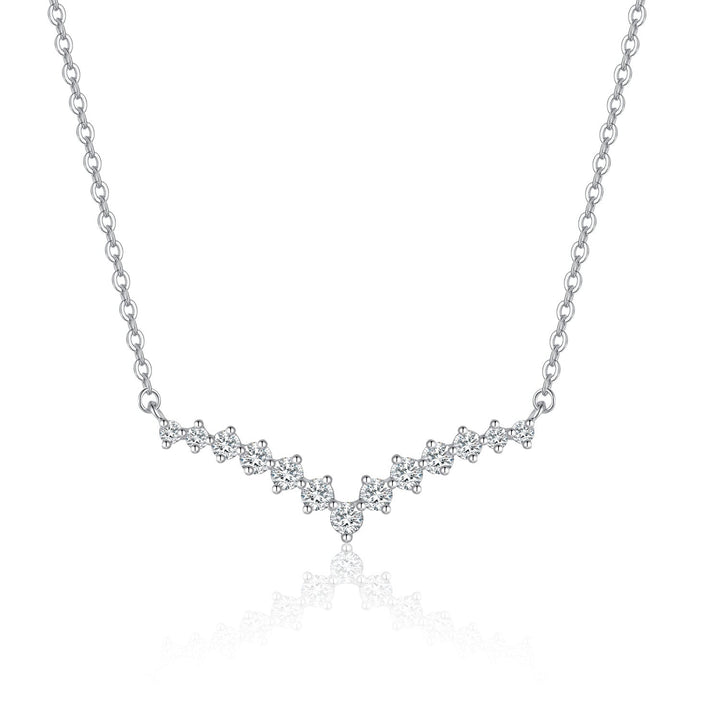 18K Gold Lab-Grown Diamond V-Bar Necklace â€?Minimalist Elegant Collarbone Chain Pearl Unique
