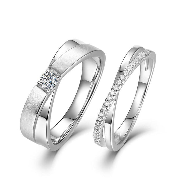 Moissanite Couple Rings â€?S925 Sterling Silver His & Hers Matching Bands Pearl Unique