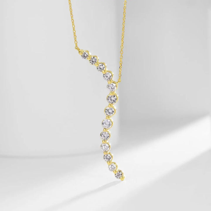 14K Gold Lab-Grown Diamond Bar Necklace â€?Modern Minimalist Line Pendant Pearl Unique
