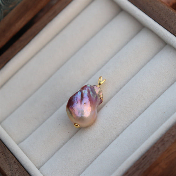 Mystery Baroque Pearl Pendant Necklace | Short Chain | Minimalist Luxury Choker Pearl Unique