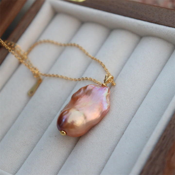 Mystery Baroque Pearl Pendant Necklace | Short Chain | Minimalist Luxury Choker Pearl Unique