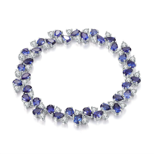 Lab-Created Blue Sapphire & White Sapphire Tennis Bracelet – Pear Cut Luxury Bracelet Pearl Unique