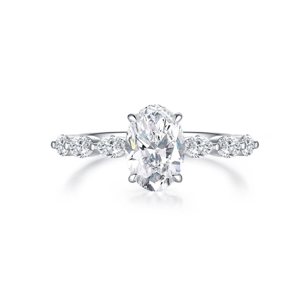 Unique 18K Gold Lab-Grown Diamond Engagement Ring – 1.2ct Oval Design Pearl Unique