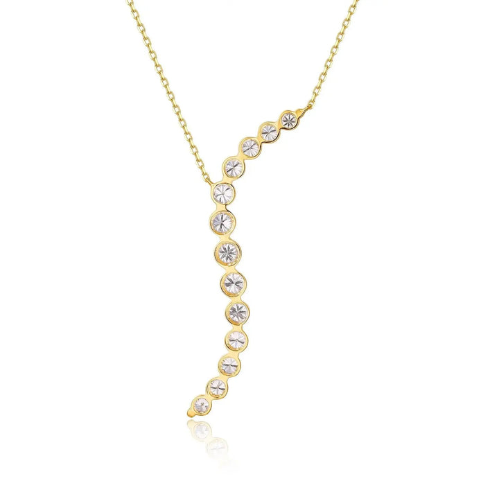 14K Gold Lab-Grown Diamond Bar Necklace â€?Modern Minimalist Line Pendant Pearl Unique