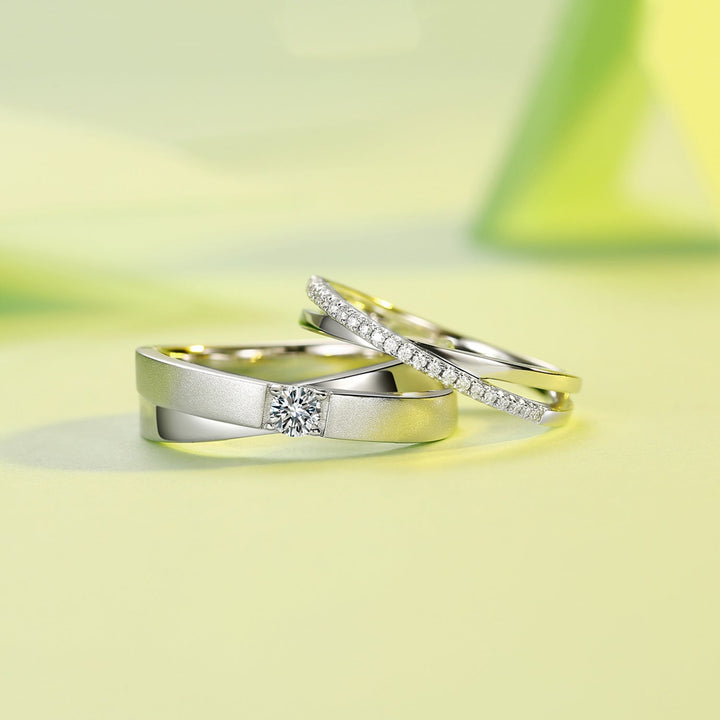 Moissanite Couple Rings â€?S925 Sterling Silver His & Hers Matching Bands Pearl Unique
