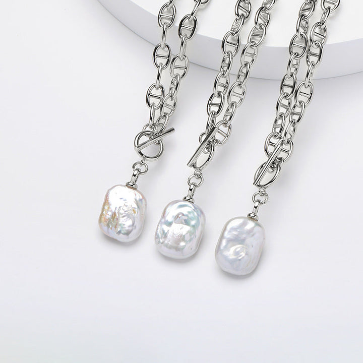 Mystery Baroque Pearl Pendant Necklace | Short Chain | Minimalist Luxury Choker Pearl Unique