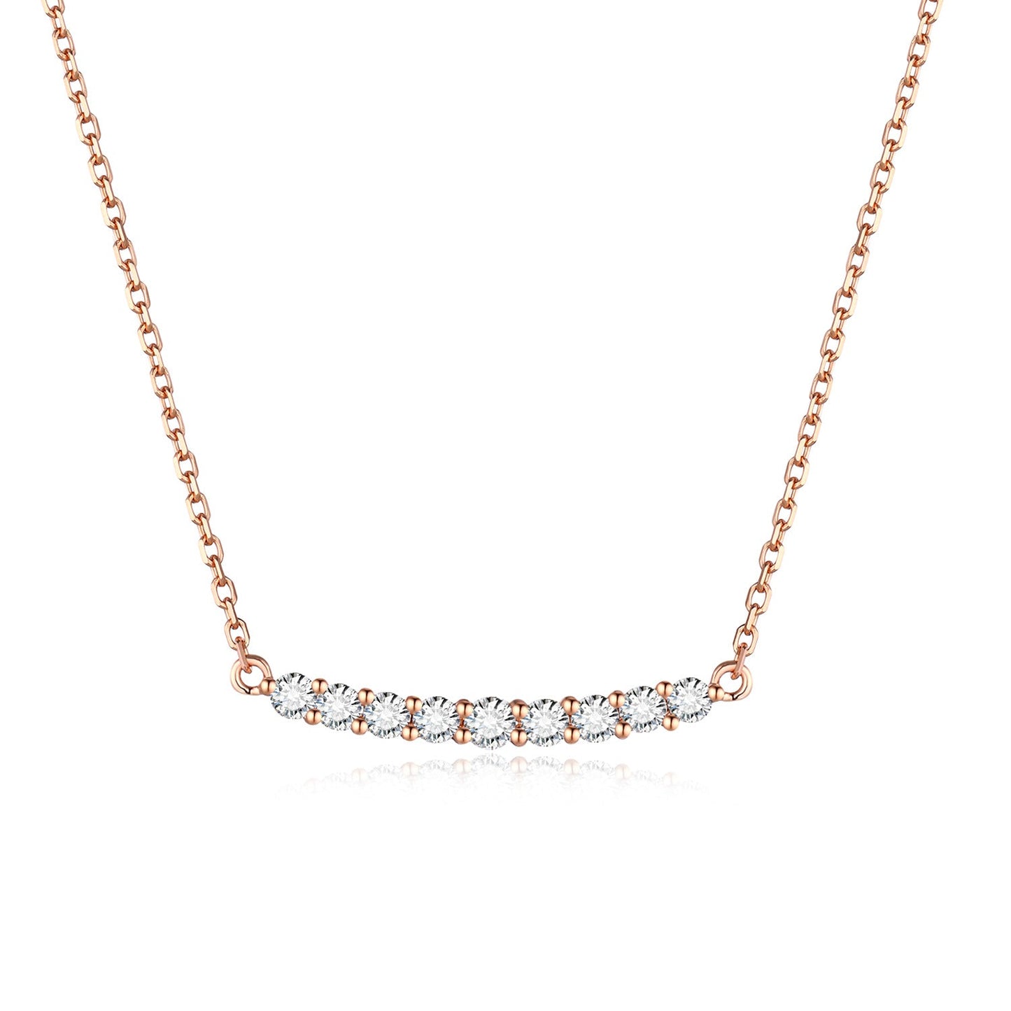 18K rose gold bar necklace with lab-grown diamonds - Lucky Series modern minimalist jewelry