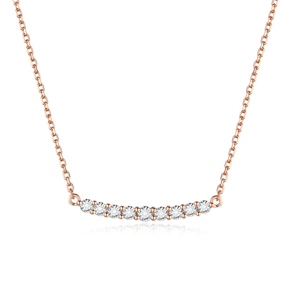 18K rose gold bar necklace with lab-grown diamonds - Lucky Series modern minimalist jewelry