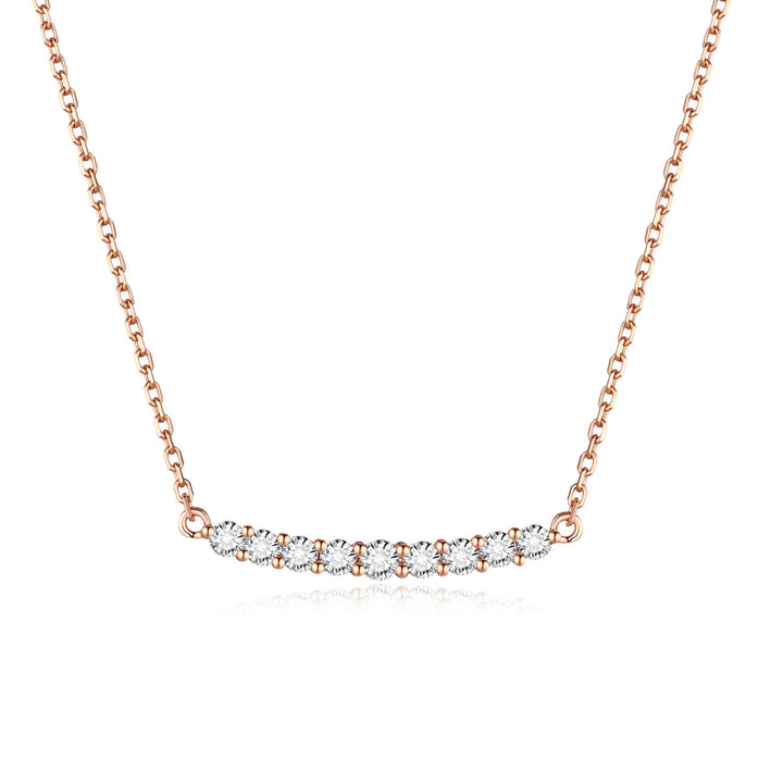 18K rose gold bar necklace with lab-grown diamonds - Lucky Series modern minimalist jewelry