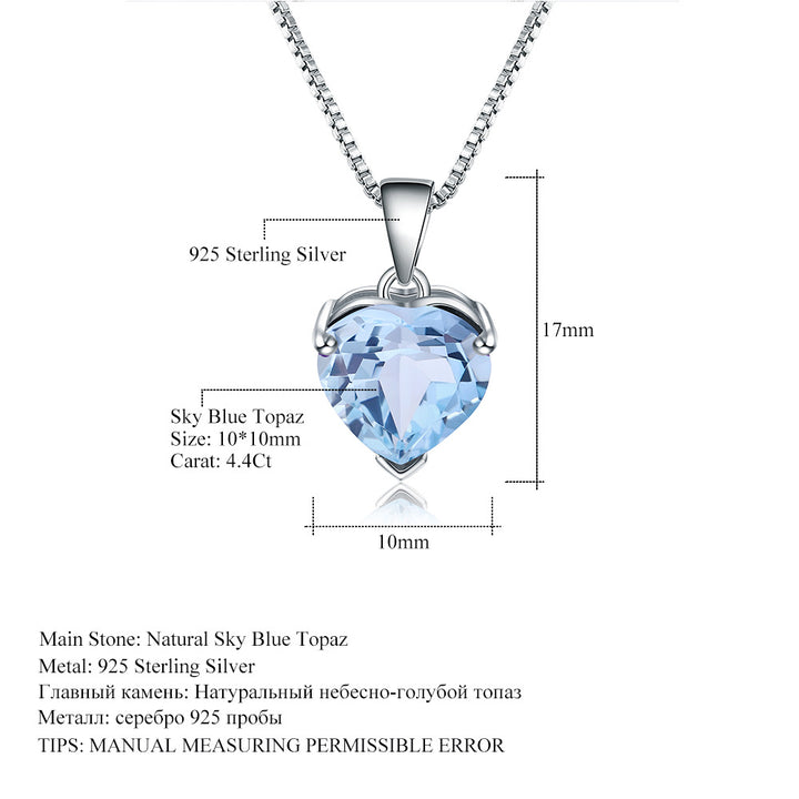 Classic heart necklace with natural blue topaz gemstone
