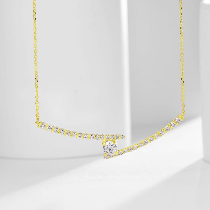 14K Gold Lab-Grown Diamond Asymmetrical Necklace â€?0.5ct Modern Bar Collarbone Chain Pearl Unique
