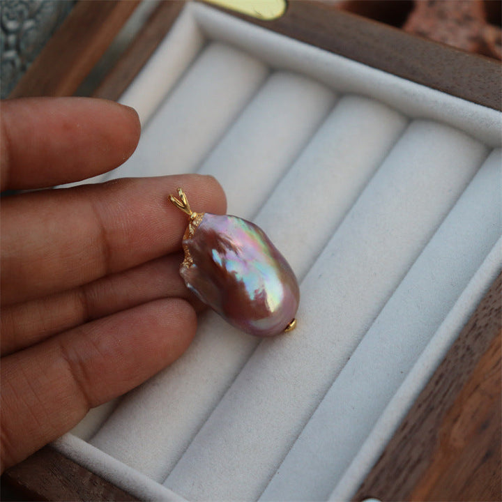 Mystery Baroque Pearl Pendant Necklace | Short Chain | Minimalist Luxury Choker Pearl Unique