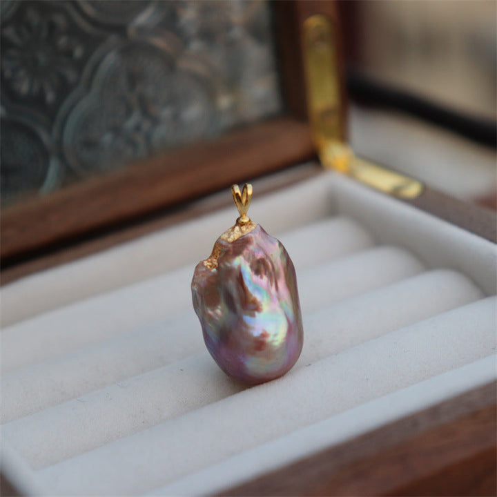 Mystery Baroque Pearl Pendant Necklace | Short Chain | Minimalist Luxury Choker Pearl Unique
