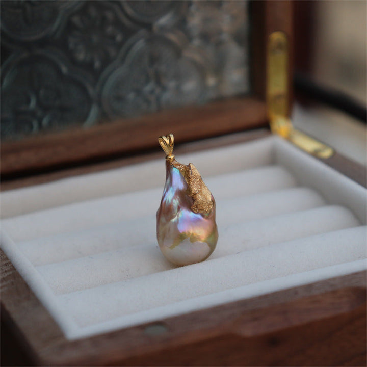 Mystery Baroque Pearl Pendant Necklace | Short Chain | Minimalist Luxury Choker Pearl Unique