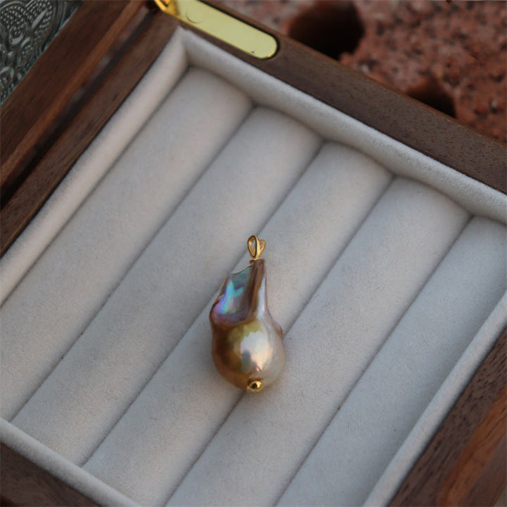Mystery Baroque Pearl Pendant Necklace | Short Chain | Minimalist Luxury Choker Pearl Unique