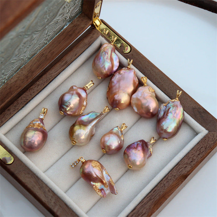 Mystery Baroque Pearl Pendant Necklace | Short Chain | Minimalist Luxury Choker Pearl Unique